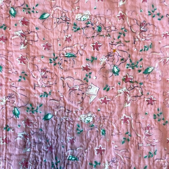 Antique Vintage Tulip Applique Quilt Reversible Date Embroidred 1931  92" x 78" - Picture 11 of 13